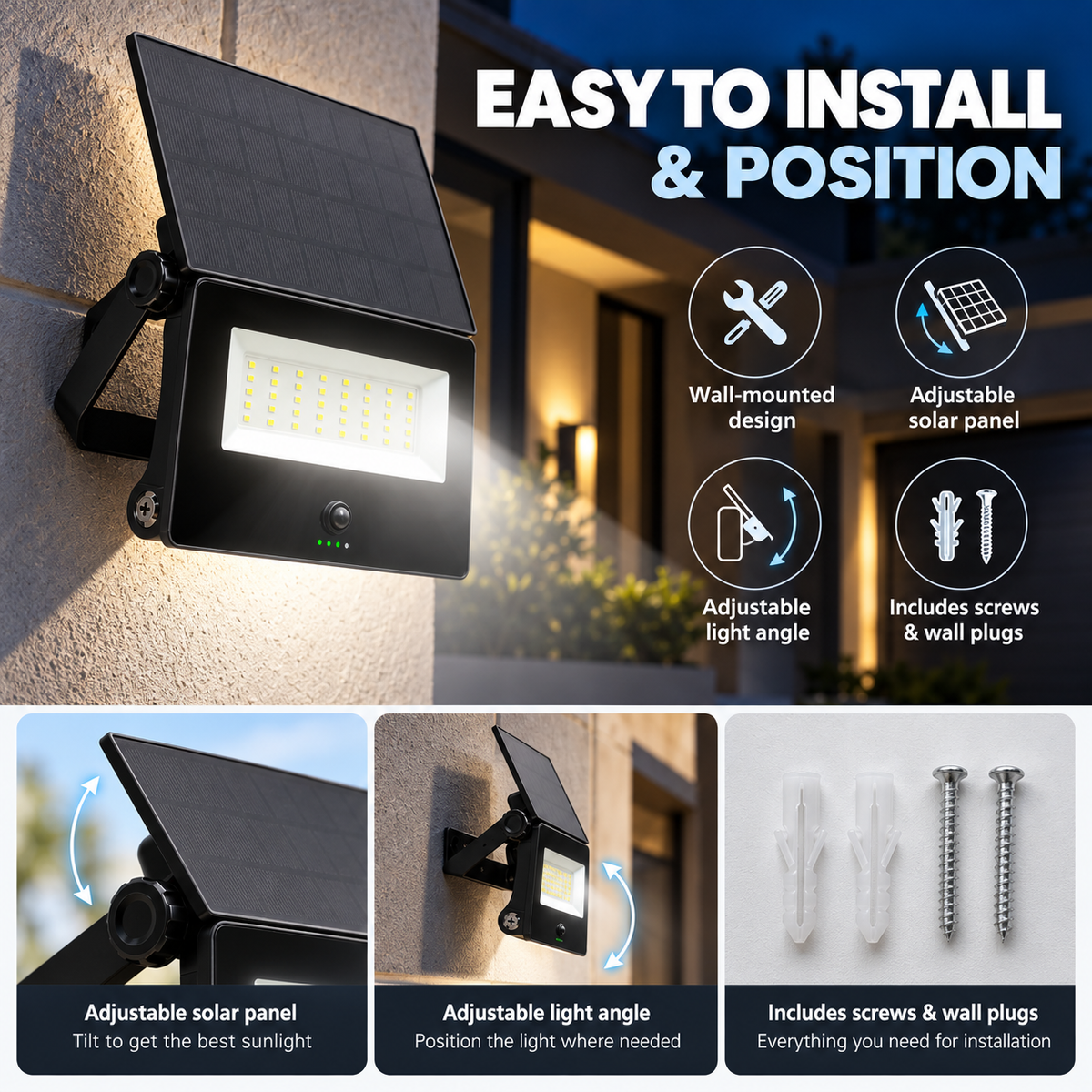 Solar Flood Light with PIR Motion Sensor – Outdoor | Favix