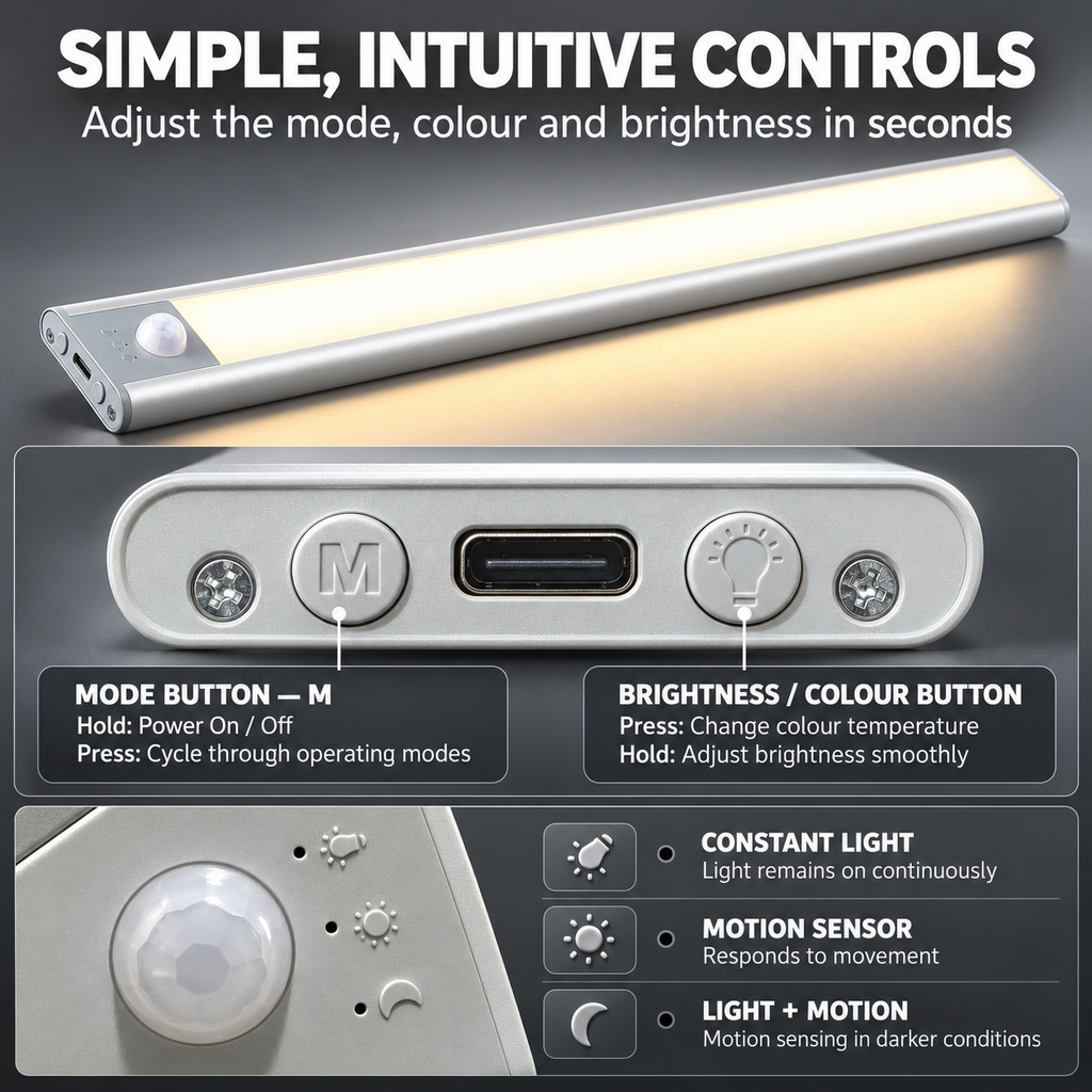 Rechargeable Motion Sensor Under-Cabinet Light