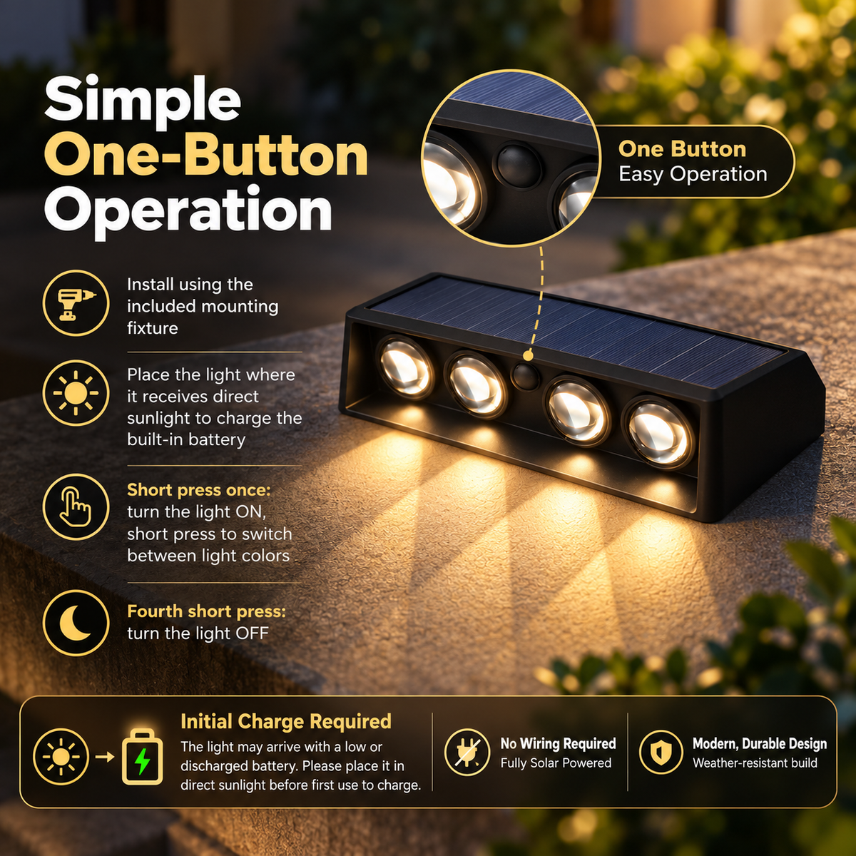 Solar Wall Light with Dusk-to-Dawn Sensor – 3 CCT | Favix