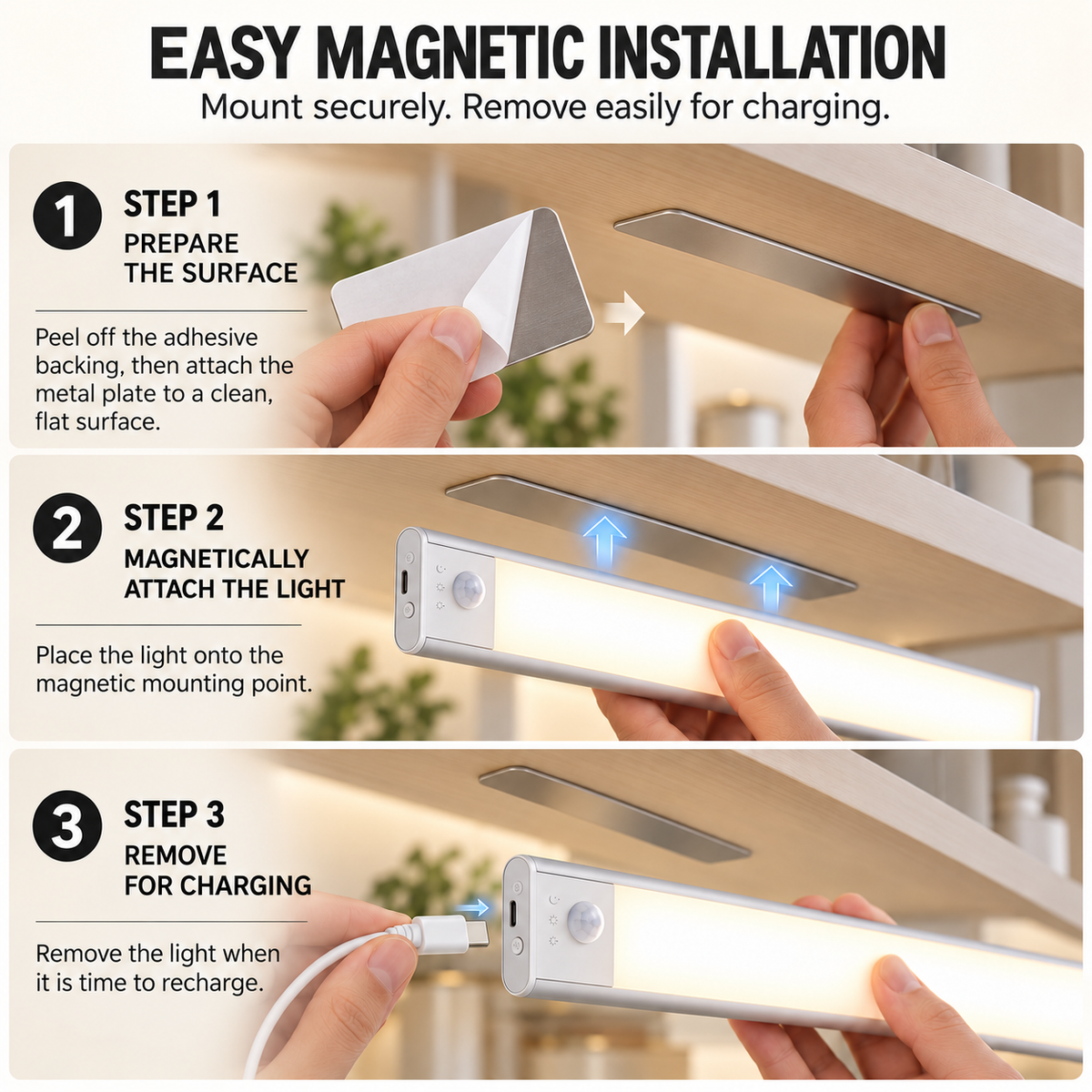 Rechargeable Motion Sensor Under-Cabinet Light