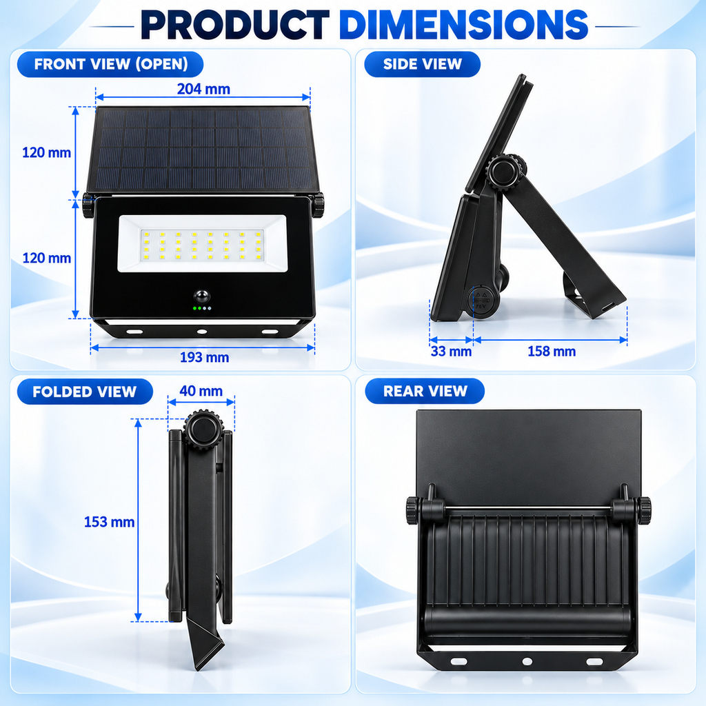 Solar Flood Light with PIR Motion Sensor – Outdoor | Favix